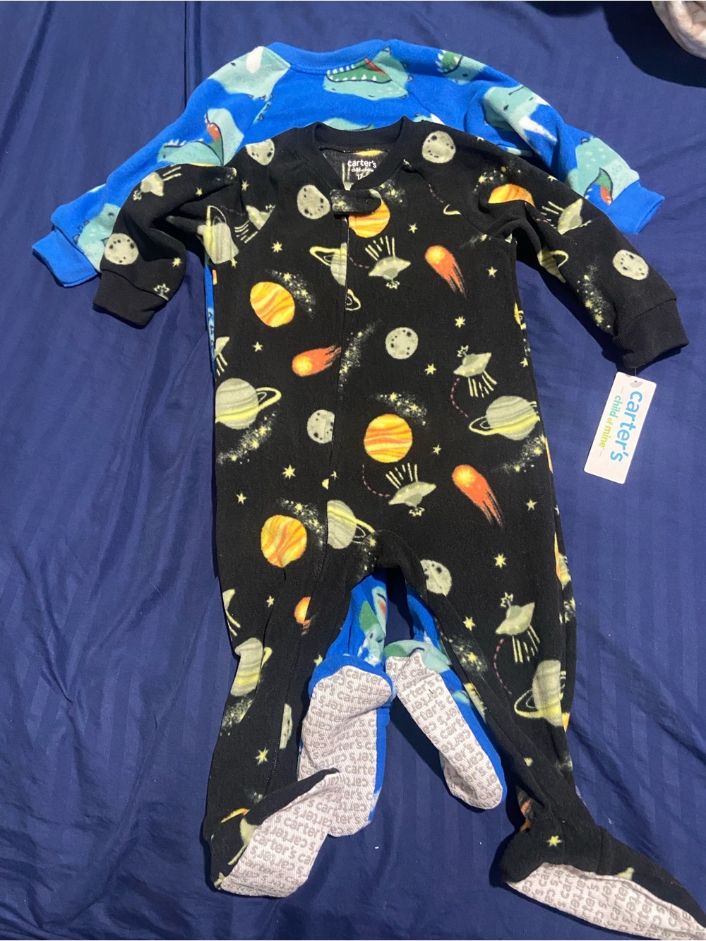 Carter's Black Space Planet Footed One-Piece Pajama